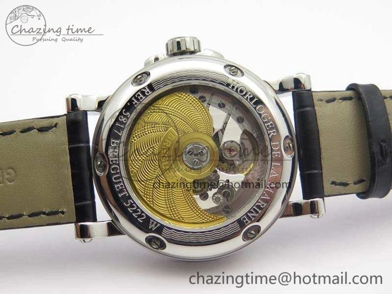 Marine 5222 SS HGF 1:1 Best Edition Black Dial On Leather Strap Asian Cal.517GG (Free Rubber Strap) Unique 5358