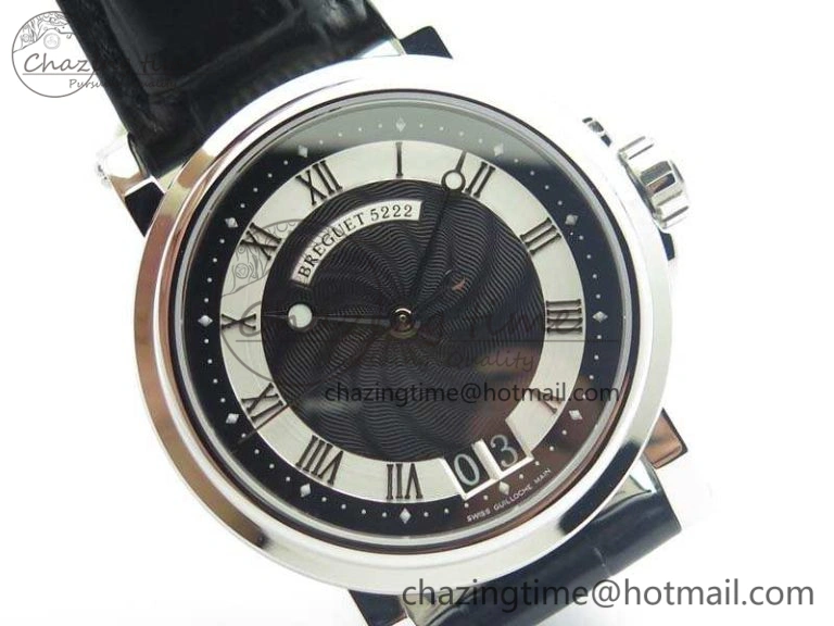 Marine 5222 SS HGF 1:1 Best Edition Black Dial On Leather Strap Asian Cal.517GG (Free Rubber Strap) Unique 5358