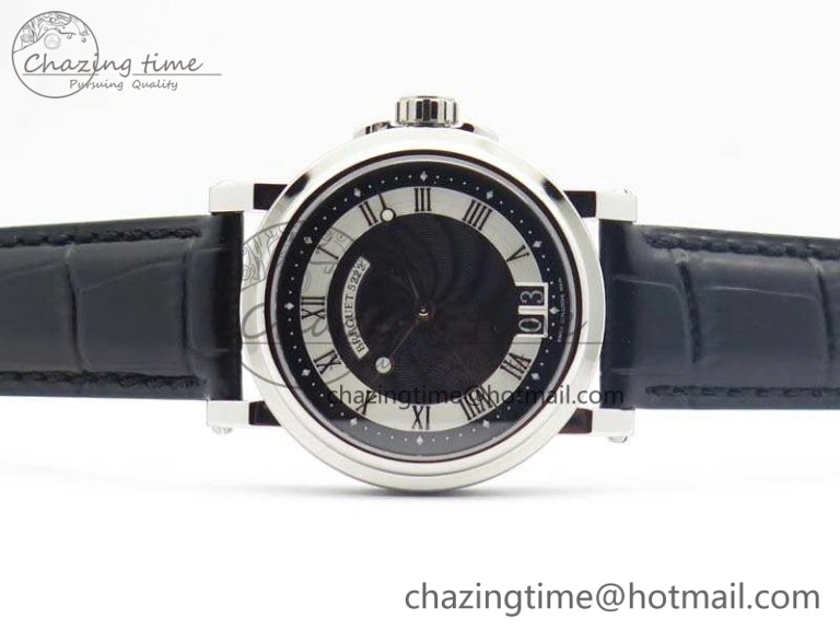 Marine 5222 SS HGF 1:1 Best Edition Black Dial On Leather Strap Asian Cal.517GG (Free Rubber Strap) Unique 5358
