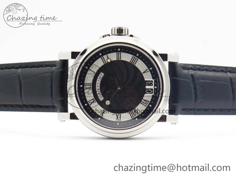Marine 5222 SS HGF 1:1 Best Edition Black Dial On Leather Strap Asian Cal.517GG (Free Rubber Strap) Unique 5358