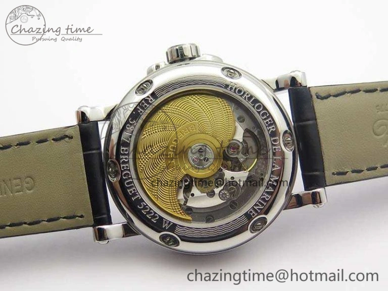 Lightweight Marine 5222 SS HGF 1:1 Best Edition Blue Dial On Leather Strap Asian Cal.517GG (Free Rubber Strap) 5357
