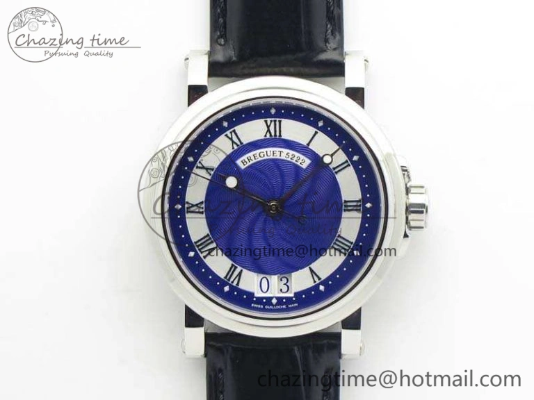 Lightweight Marine 5222 SS HGF 1:1 Best Edition Blue Dial On Leather Strap Asian Cal.517GG (Free Rubber Strap) 5357