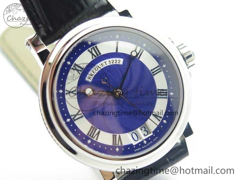 Lightweight Marine 5222 SS HGF 1:1 Best Edition Blue Dial On Leather Strap Asian Cal.517GG (Free Rubber Strap) 5357