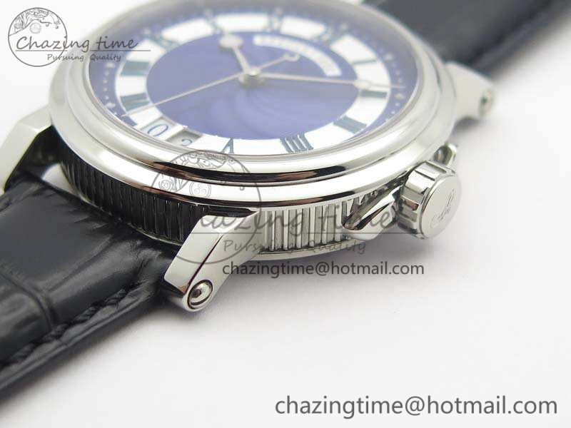 Lightweight Marine 5222 SS HGF 1:1 Best Edition Blue Dial On Leather Strap Asian Cal.517GG (Free Rubber Strap) 5357