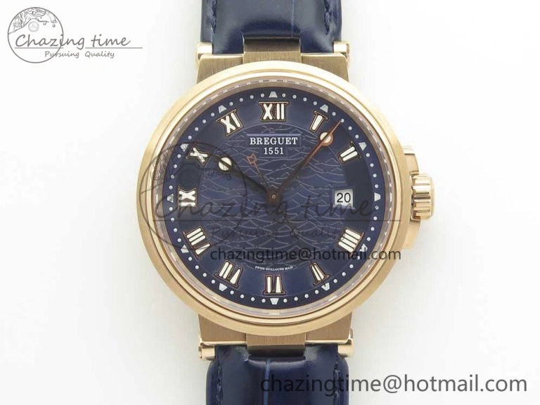 Marine 5517 RG V9F 1:1 Best Edition Blue Dial on Blue Leather Strap A23J AllSeason 5343