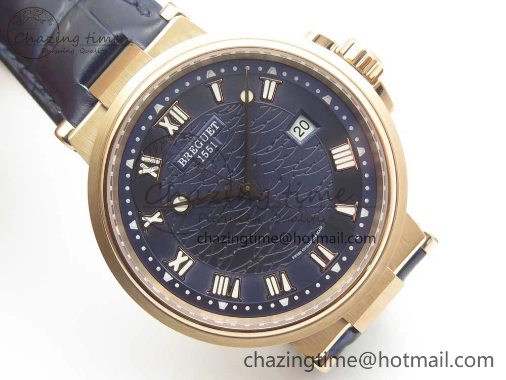 Marine 5517 RG V9F 1:1 Best Edition Blue Dial on Blue Leather Strap A23J AllSeason 5343