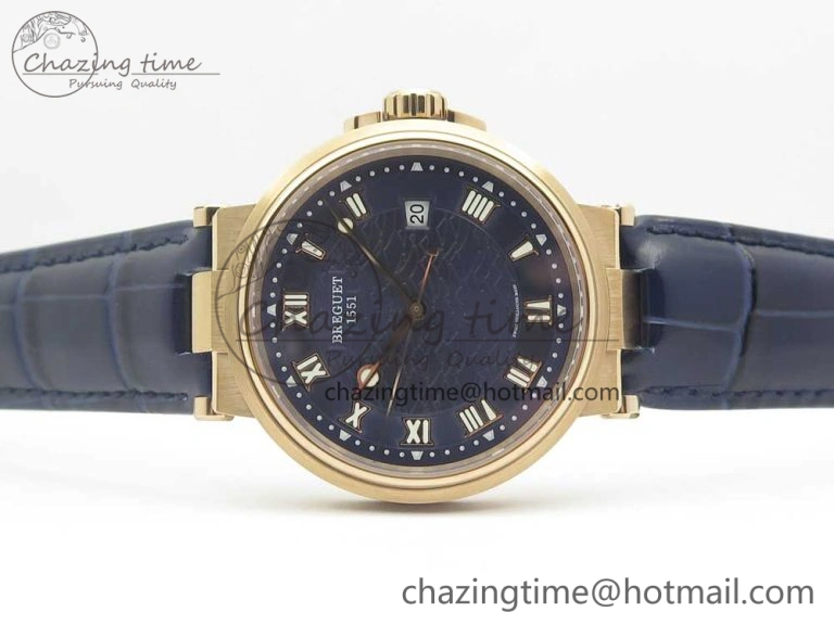 Marine 5517 RG V9F 1:1 Best Edition Blue Dial on Blue Leather Strap A23J AllSeason 5343
