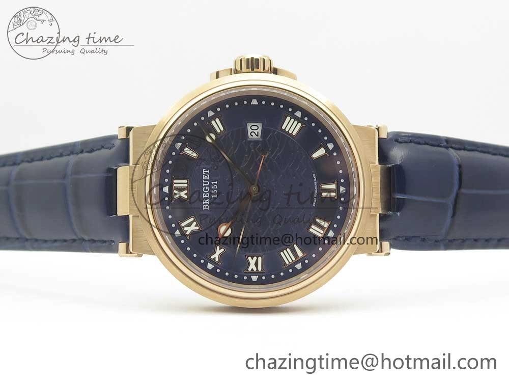 Marine 5517 RG V9F 1:1 Best Edition Blue Dial on Blue Leather Strap A23J AllSeason 5343