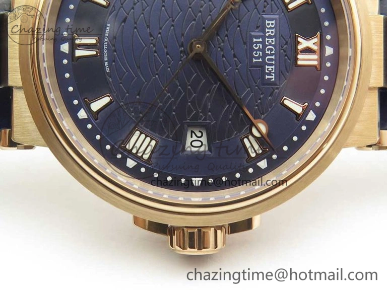 Marine 5517 RG V9F 1:1 Best Edition Blue Dial on Blue Leather Strap A23J AllSeason 5343