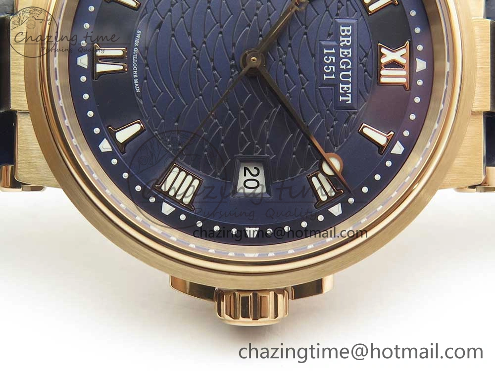 Marine 5517 RG V9F 1:1 Best Edition Blue Dial on Blue Leather Strap A23J AllSeason 5343