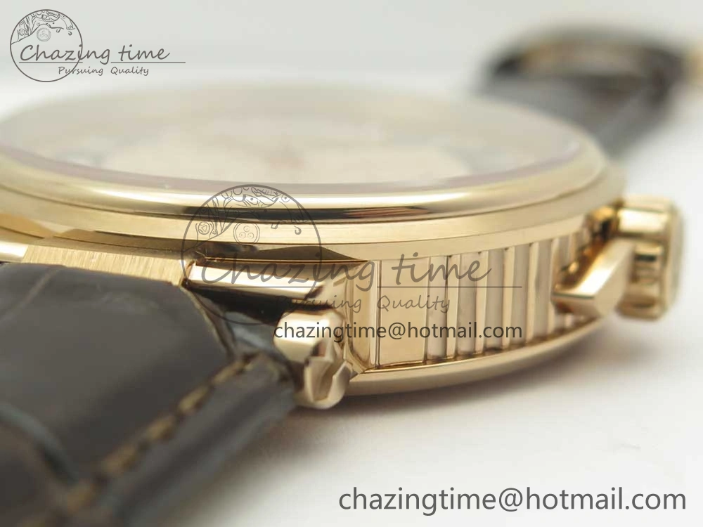Marine 5517 RG V9F 1:1 Best Edition Gold Textured Dial on Brown Leather Strap A23J MoistureWicking 5344