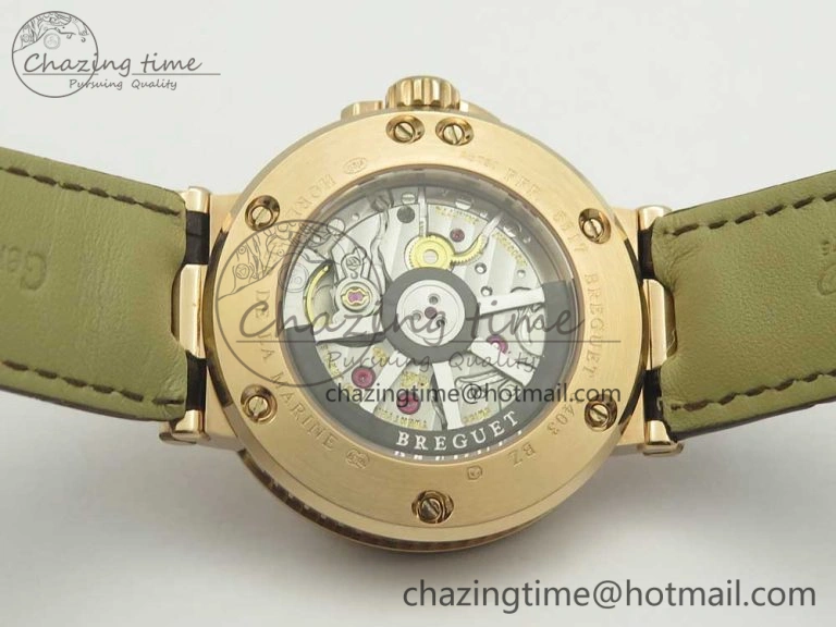 Marine 5517 RG V9F 1:1 Best Edition Gold Textured Dial on Brown Leather Strap A23J MoistureWicking 5344