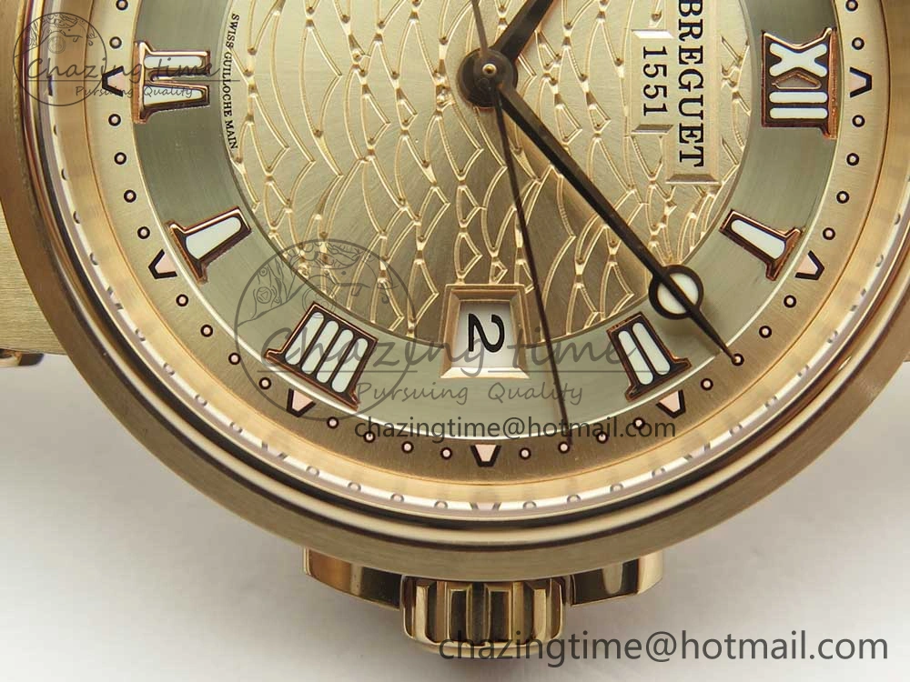 Marine 5517 RG V9F 1:1 Best Edition Gold Textured Dial on Brown Leather Strap A23J MoistureWicking 5344