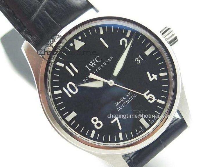 Unisex Mark XVI 1:1 Best Edition MK Maker SS Black Dial A2892 On Black Leather Strap 7371