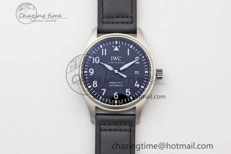 Mark XVIII IW327001 SS M+F 1:1 Best Edition Black Dial on Black Leather Strap A Packable 7055