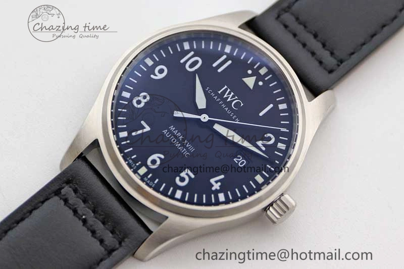 Mark XVIII IW327001 SS M+F 1:1 Best Edition Black Dial on Black Leather Strap A Packable 7055