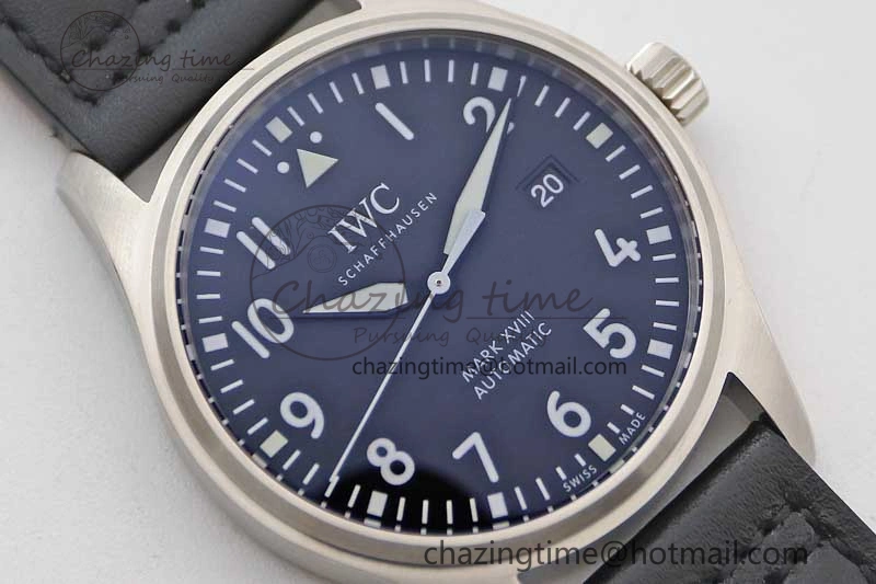 Mark XVIII IW327001 SS M+F 1:1 Best Edition Black Dial on Black Leather Strap A Packable 7055