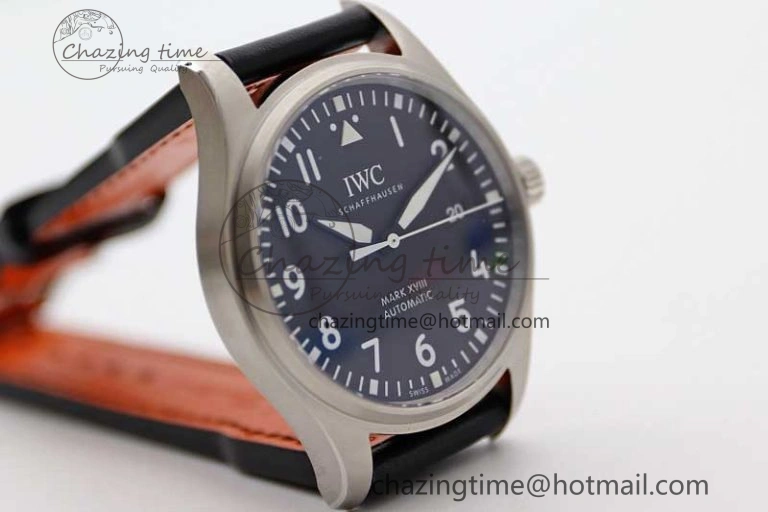 Mark XVIII IW327001 SS M+F 1:1 Best Edition Black Dial on Black Leather Strap A Packable 7055