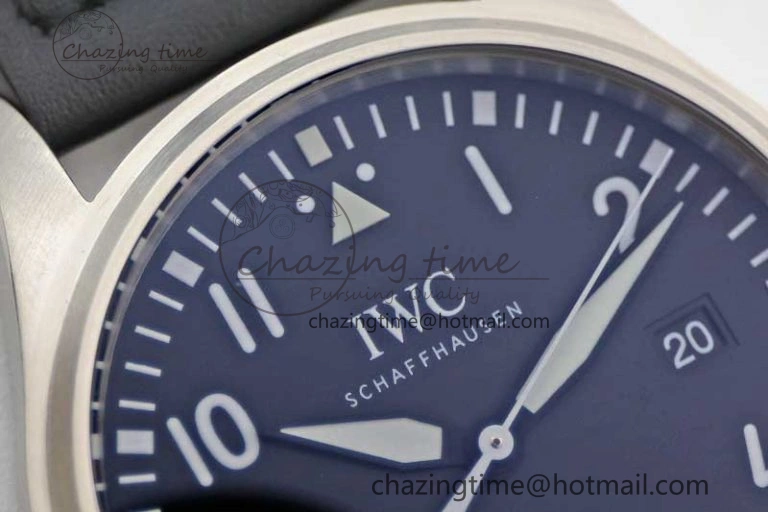 Mark XVIII IW327001 SS M+F 1:1 Best Edition Black Dial on Black Leather Strap A Packable 7055
