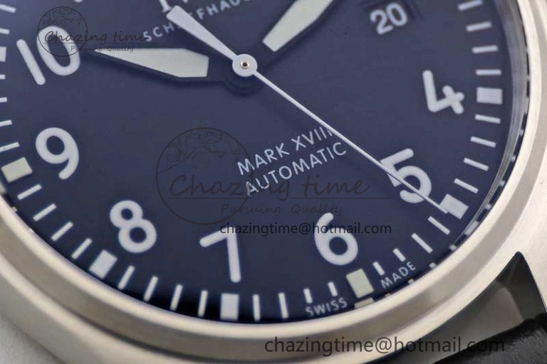 Mark XVIII IW327001 SS M+F 1:1 Best Edition Black Dial on Black Leather Strap A Packable 7055