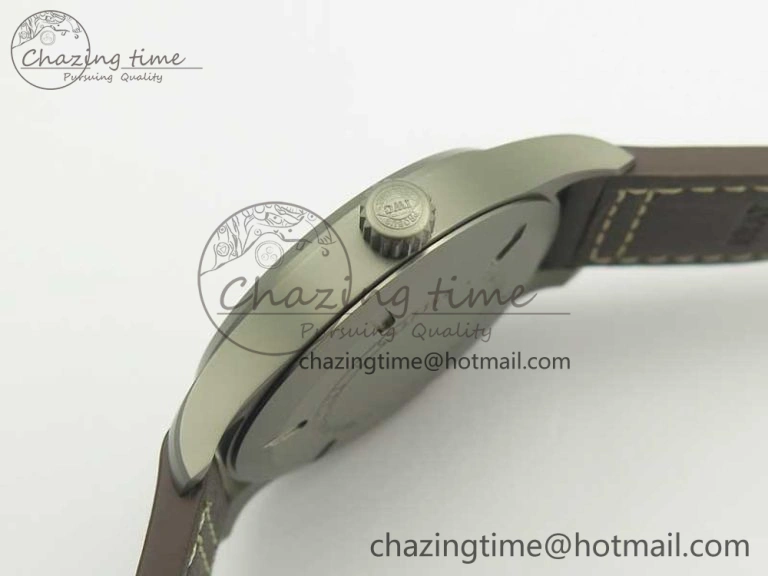Mark XVIII IW327006 Titanium GSF 1:1 Best Edition Black Dial on Brown Leather Strap A Soft 7181