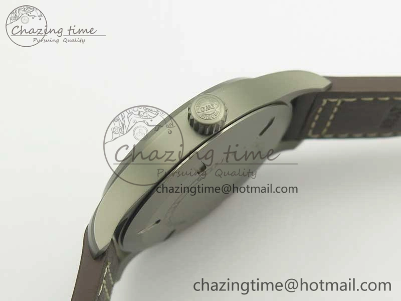Mark XVIII IW327006 Titanium GSF 1:1 Best Edition Black Dial on Brown Leather Strap A Soft 7181