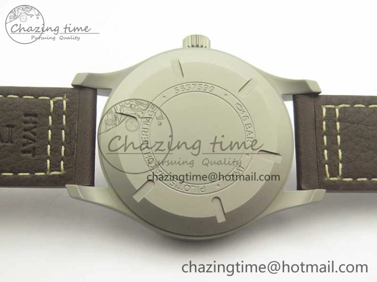 Mark XVIII IW327006 Titanium GSF 1:1 Best Edition Black Dial on Brown Leather Strap A Soft 7181