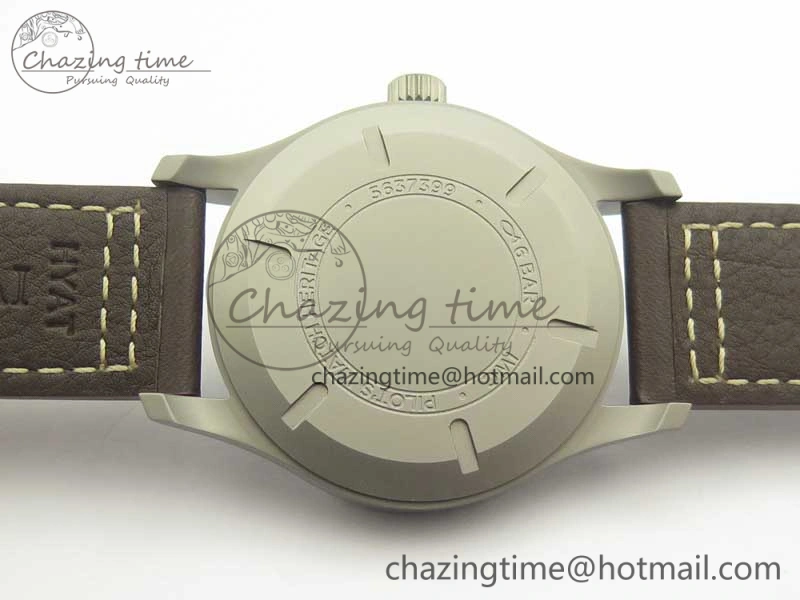 Mark XVIII IW327006 Titanium GSF 1:1 Best Edition Black Dial on Brown Leather Strap A Soft 7181