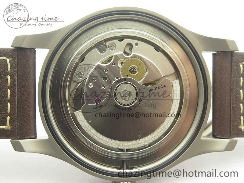 Mark XVIII IW327006 Titanium GSF 1:1 Best Edition Black Dial on Brown Leather Strap A Soft 7181