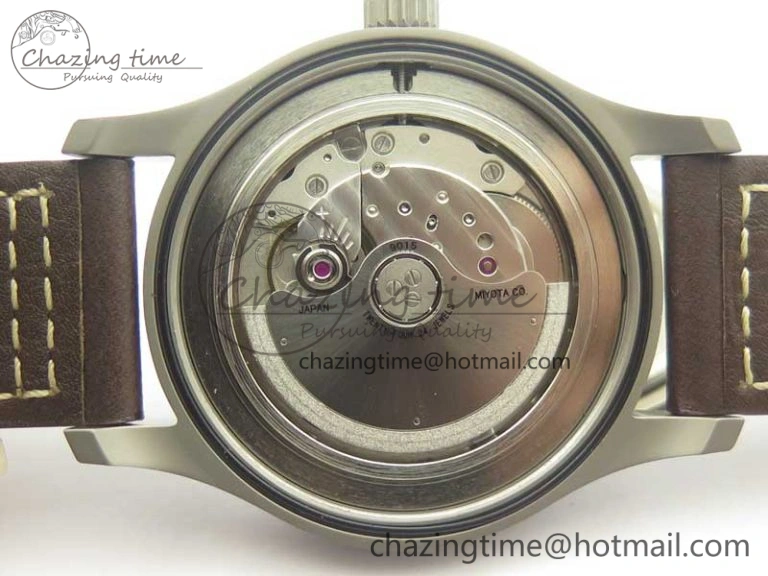 Mark XVIII IW327006 Titanium GSF 1:1 Best Edition Black Dial on Brown Leather Strap A Soft 7181