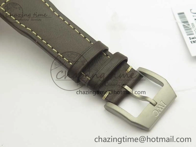 Mark XVIII IW327006 Titanium GSF 1:1 Best Edition Black Dial on Brown Leather Strap A Soft 7181