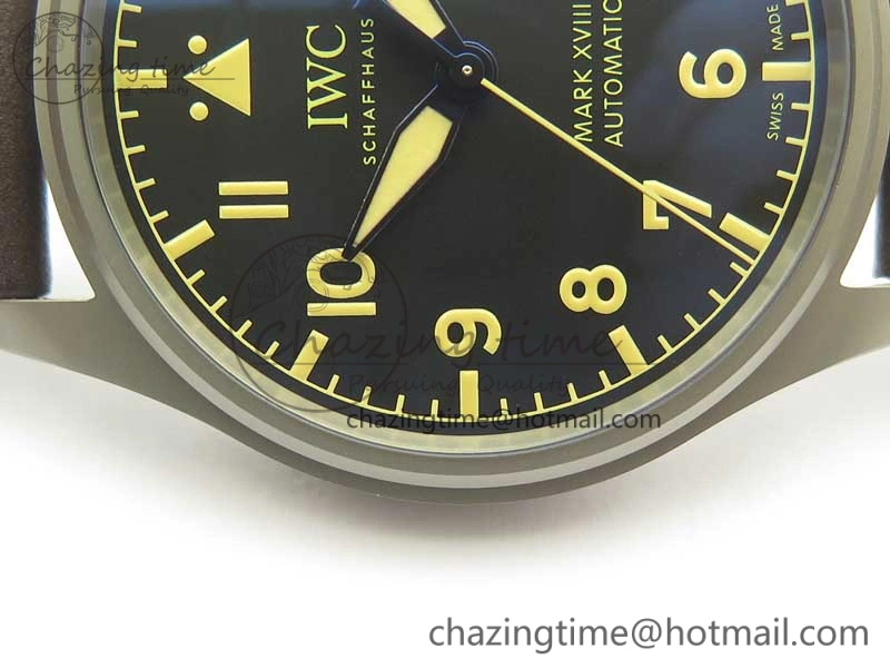 Mark XVIII IW327006 Titanium GSF 1:1 Best Edition Black Dial on Brown Leather Strap A Soft 7181