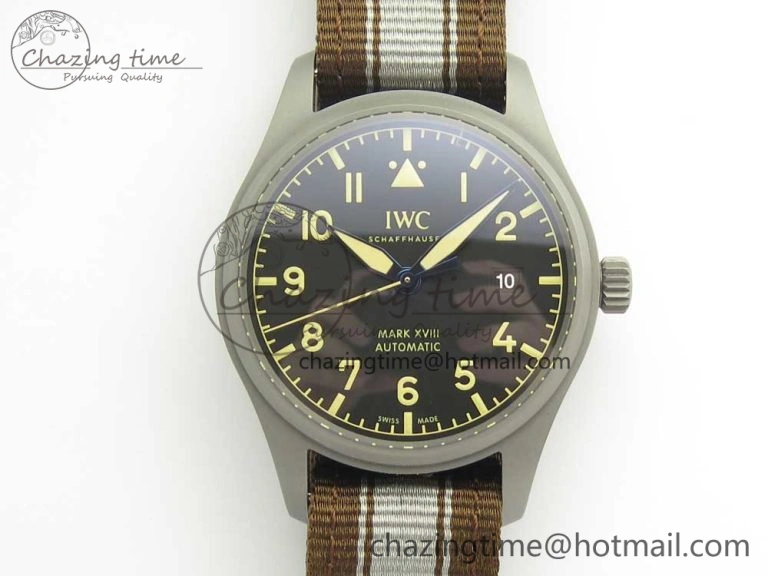 Supportive Mark XVIII IW327006 Titanium Grand M+F 1:1 Best Edition Black Dial on Nylon Strap A35111 (Free Leather Strap) 7132
