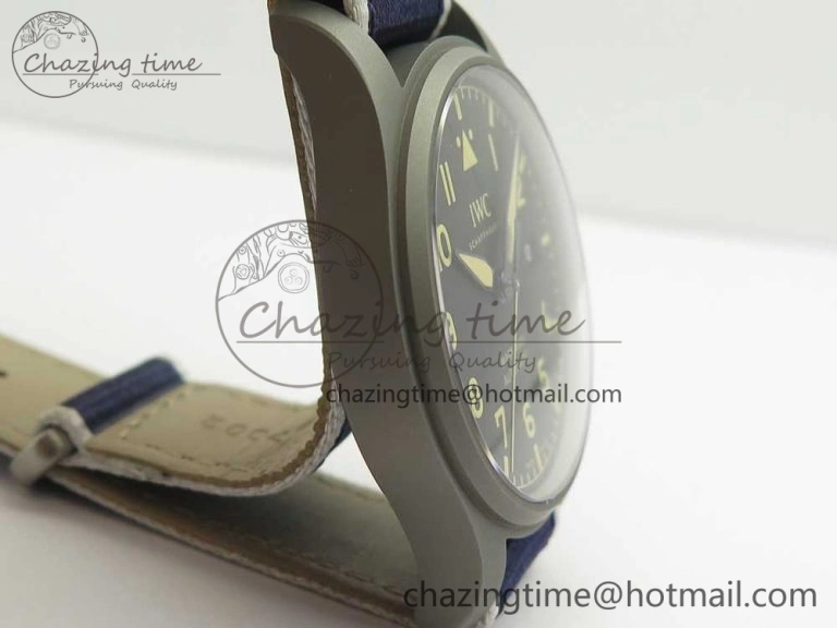 Supportive Mark XVIII IW327006 Titanium Grand M+F 1:1 Best Edition Black Dial on Nylon Strap A35111 (Free Leather Strap) 7132