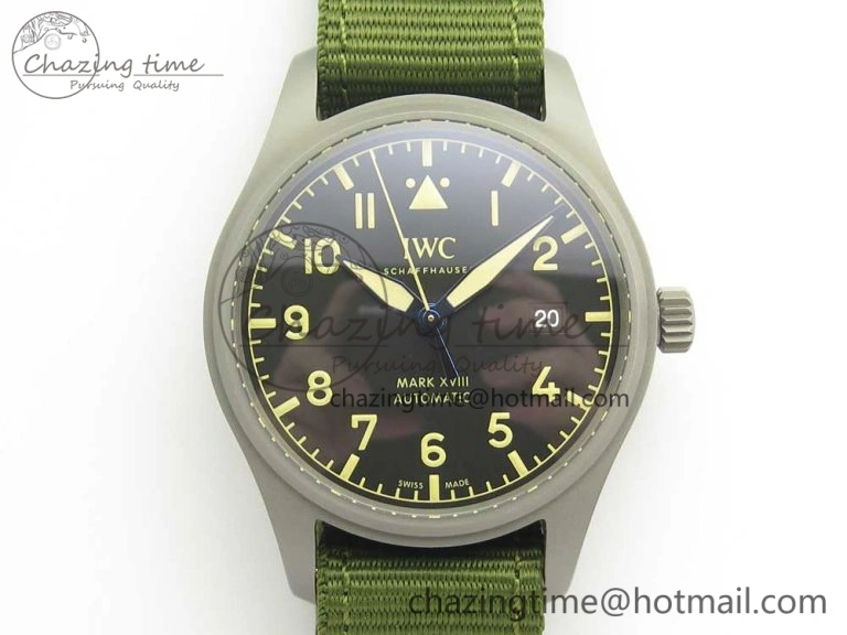 Supportive Mark XVIII IW327006 Titanium Grand M+F 1:1 Best Edition Black Dial on Nylon Strap A35111 (Free Leather Strap) 7132