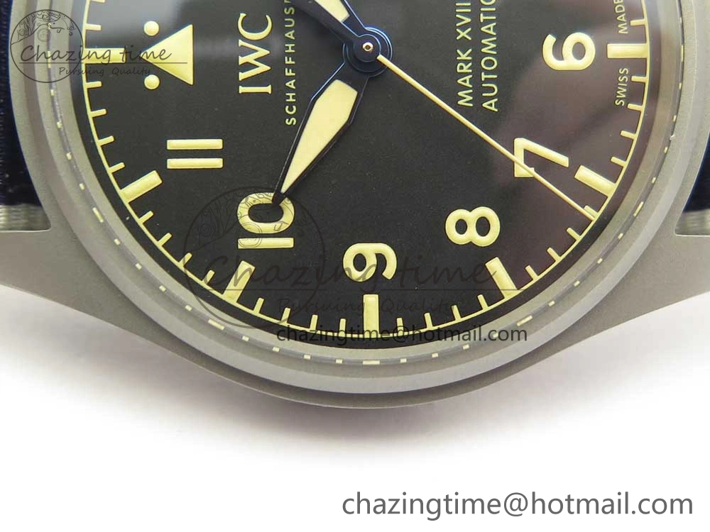 Supportive Mark XVIII IW327006 Titanium Grand M+F 1:1 Best Edition Black Dial on Nylon Strap A35111 (Free Leather Strap) 7132