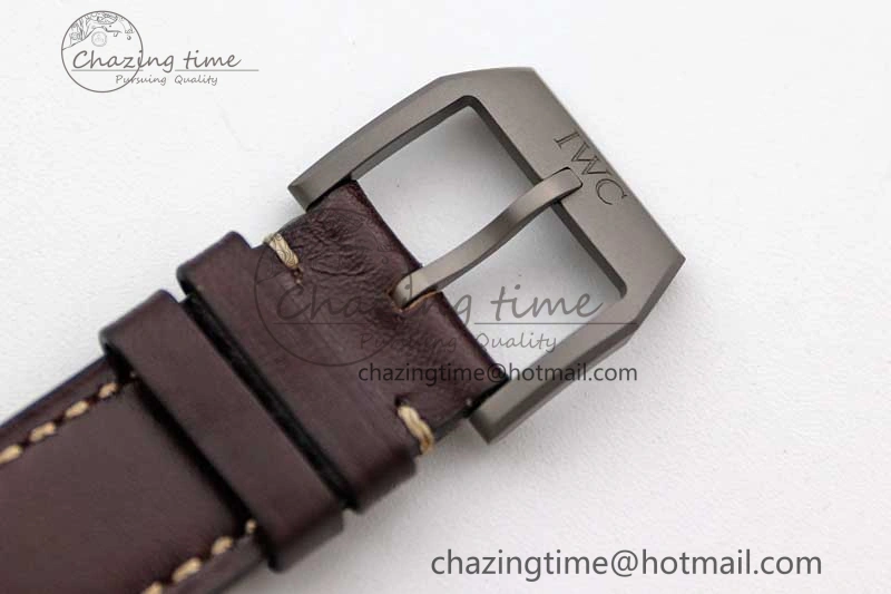 Mark XVIII IW327006 Titanium M+F 1:1 Best Edition Black Dial on Brown Leather Strap A ZeroBulk 7052