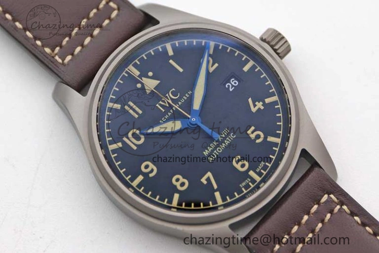 Mark XVIII IW327006 Titanium M+F 1:1 Best Edition Black Dial on Brown Leather Strap A ZeroBulk 7052