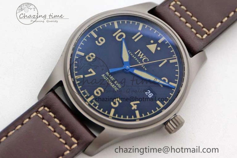 Mark XVIII IW327006 Titanium M+F 1:1 Best Edition Black Dial on Brown Leather Strap A ZeroBulk 7052