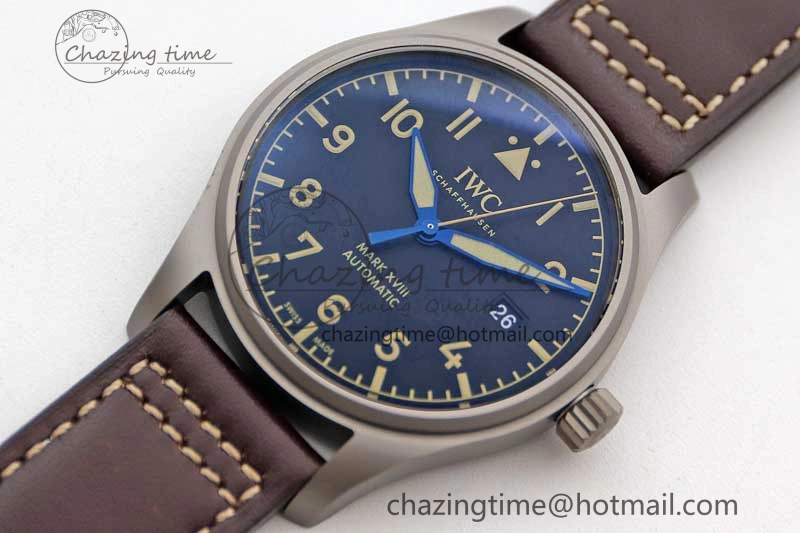 Mark XVIII IW327006 Titanium M+F 1:1 Best Edition Black Dial on Brown Leather Strap A ZeroBulk 7052