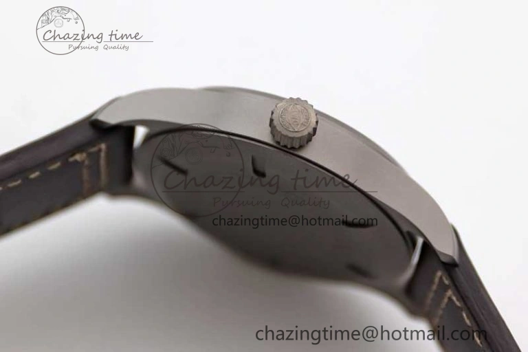 Mark XVIII IW327006 Titanium M+F 1:1 Best Edition Black Dial on Brown Leather Strap A ZeroBulk 7052