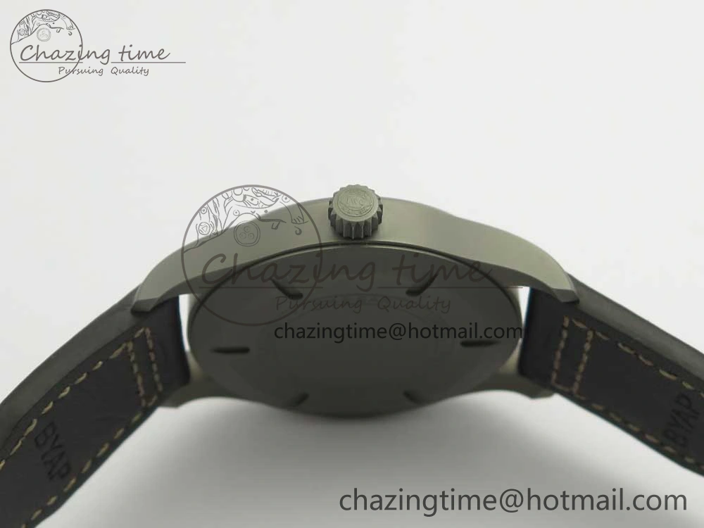 Mark XVIII IW327006 Titanium M+F 1:1 Best Edition Black Dial on Brown Leather Strap A Modern 7145