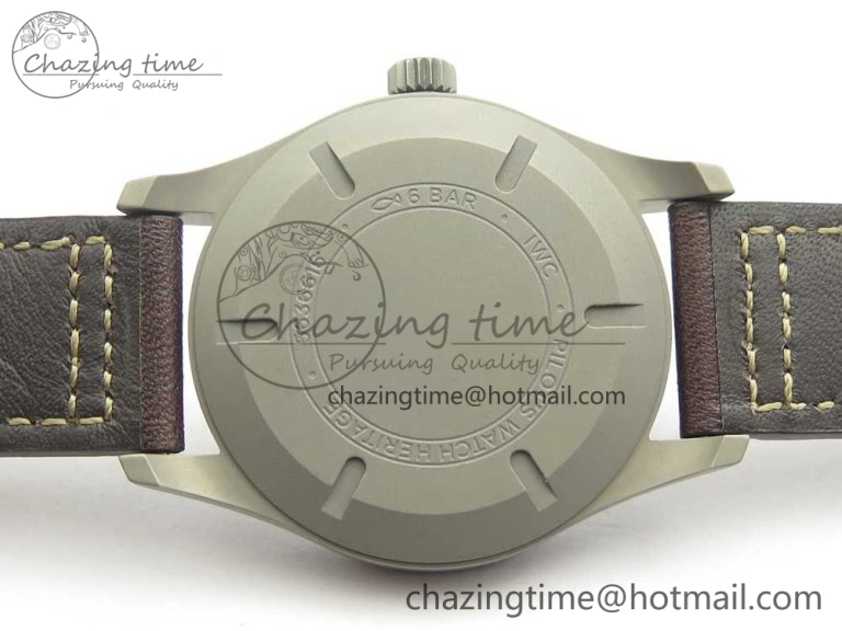 Mark XVIII IW327006 Titanium M+F 1:1 Best Edition Black Dial on Brown Leather Strap A Modern 7145