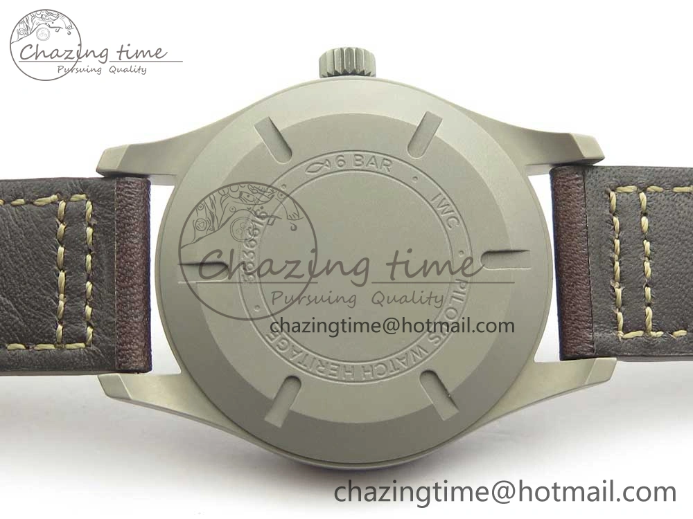 Mark XVIII IW327006 Titanium M+F 1:1 Best Edition Black Dial on Brown Leather Strap A Modern 7145