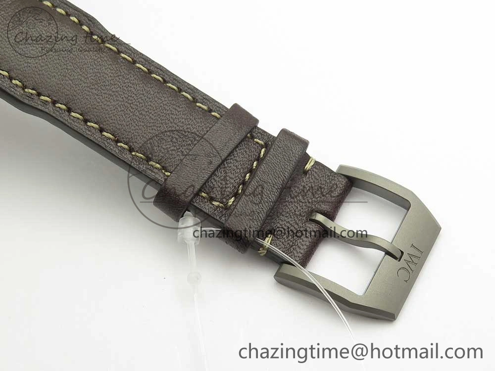 Mark XVIII IW327006 Titanium M+F 1:1 Best Edition Black Dial on Brown Leather Strap A Modern 7145