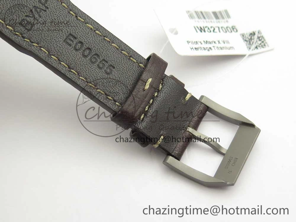 Mark XVIII IW327006 Titanium M+F 1:1 Best Edition Black Dial on Brown Leather Strap A Modern 7145