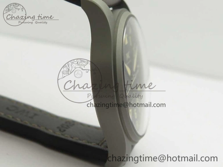 Mark XVIII IW327006 Titanium M+F 1:1 Best Edition Black Dial on Brown Leather Strap A Modern 7145
