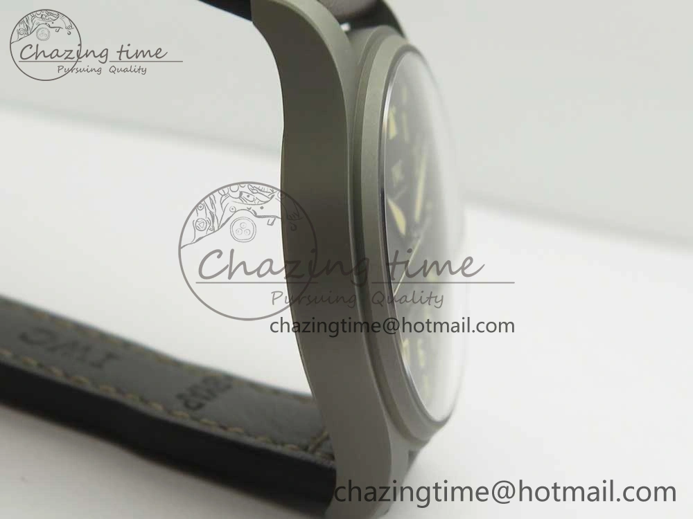 Mark XVIII IW327006 Titanium M+F 1:1 Best Edition Black Dial on Brown Leather Strap A Modern 7145