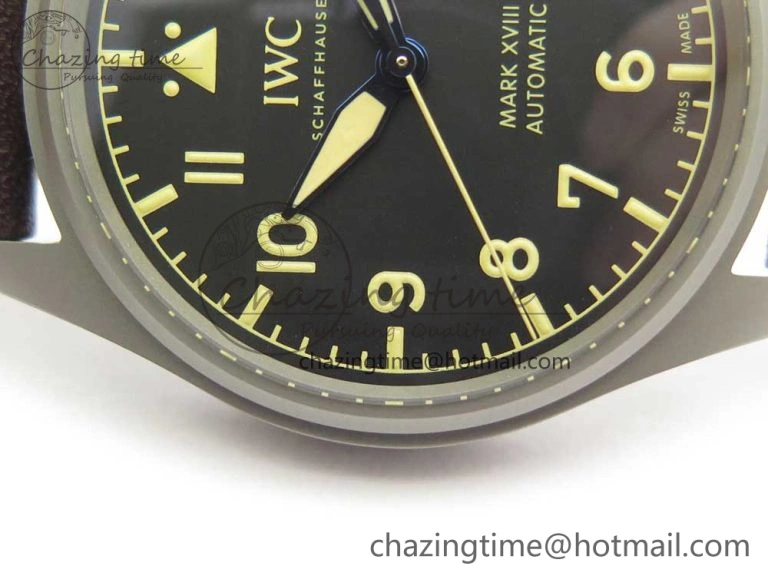 Mark XVIII IW327006 Titanium M+F 1:1 Best Edition Black Dial on Brown Leather Strap A Modern 7145
