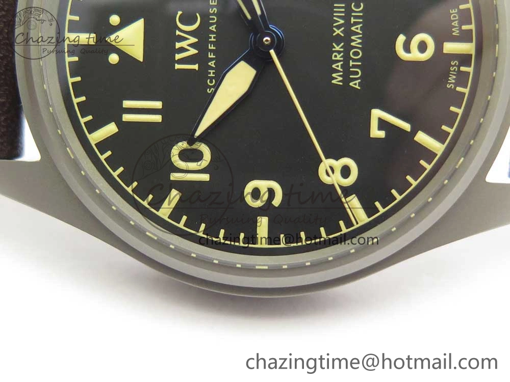 Mark XVIII IW327006 Titanium M+F 1:1 Best Edition Black Dial on Brown Leather Strap A Modern 7145
